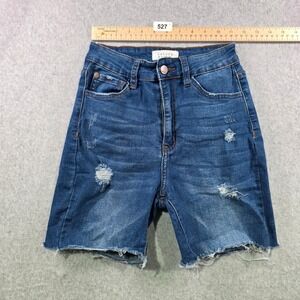 Nature Denim Distressed High Waisted Jean‎ Shorts Medium Wash NT2123M Size 5 26